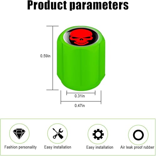 Miniatura 18 de 12 tapones fluorescentes para válvulas de neumáticos de automóvil, cubierta de válvula de rueda de ABS resistente a la corrosión, tapa iluminada