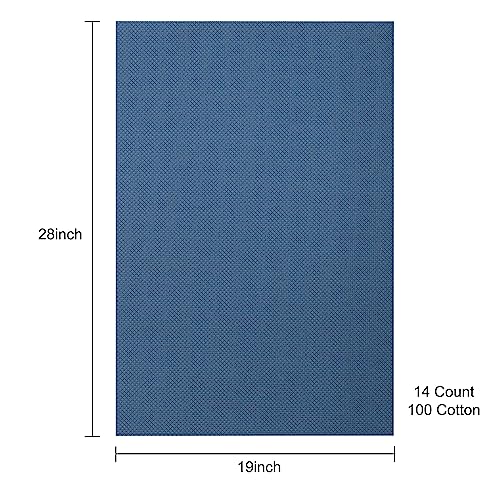 Image of Aida Cloth 14 Count Cross Stitch Fabric,19x28inch (14CT,Jeans Blue)