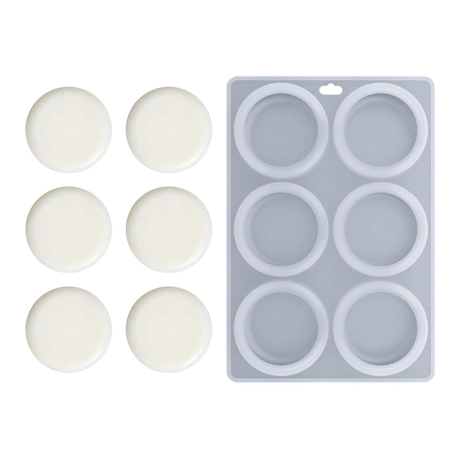 Greabuy 6 Compartment Circular Silicone Mold Multipurpose Round Soap Silicone Mold for Making Soap Chocolate and Cake Baking Making Elastomer Cast