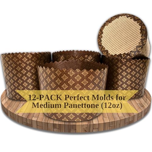 12oz Panettone Paper Mold - 12pcs, H 3.14x4.33? W (8cm x11cm) Kulich Mold - Round Panettone Paper Baking Molds - Pans Paper Panettone - Easter Bread Paper Baking Form