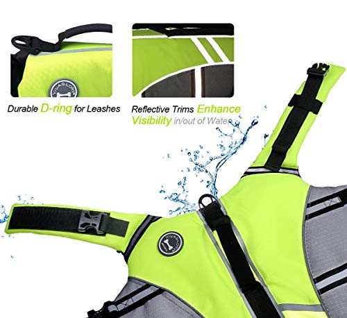 Vivaglory New Sports Style Ripstop Dog Life Jacket With Superior Buoyancy & Rescue Handle, Bright Yellow, S #TOP4