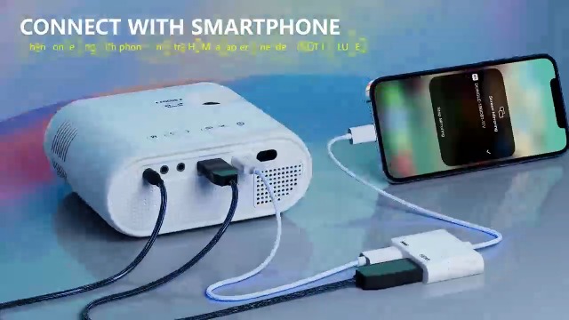 Mini Projector, 1080P Portable Projector with 15 ANSI brightness, Support Phone with Same Screen, Mobile Power Supply, USB Expansion