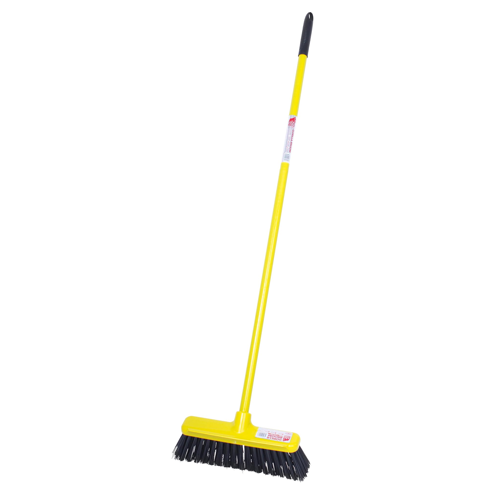 Red Gorilla Broom Short Handled Sweeping Brush Hard Bristles 30cm Head Weather Resistant for Indoors Outdoors Yard 1.3m Long (Yellow)