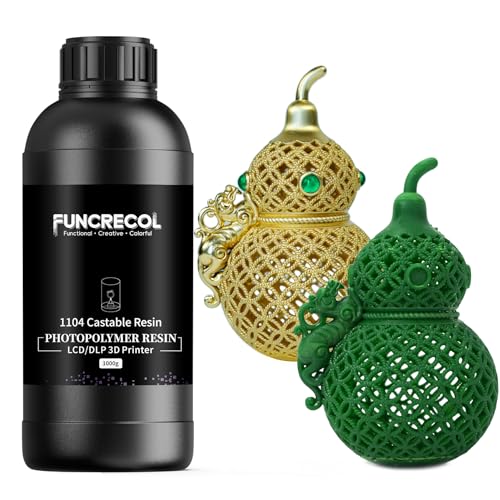 Image of 3D Printer Resin, Castable 3D Printer Resin Easy to Print & Burn, Photopolymer Resin for DLP /LCD 3D Printers, Low Ash Content & High Precision for Jewelry and Metal Casting(Green, 1kg)