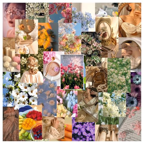 Image of SAW Floral Wall Posters Pack of 54 | 4x6 Inch Aesthetic Flower Collage Posters | Vintage Botanical & Nature Artwork for Wall Decor | Decorative Posters for Bedroom, Living Room, Home & Office