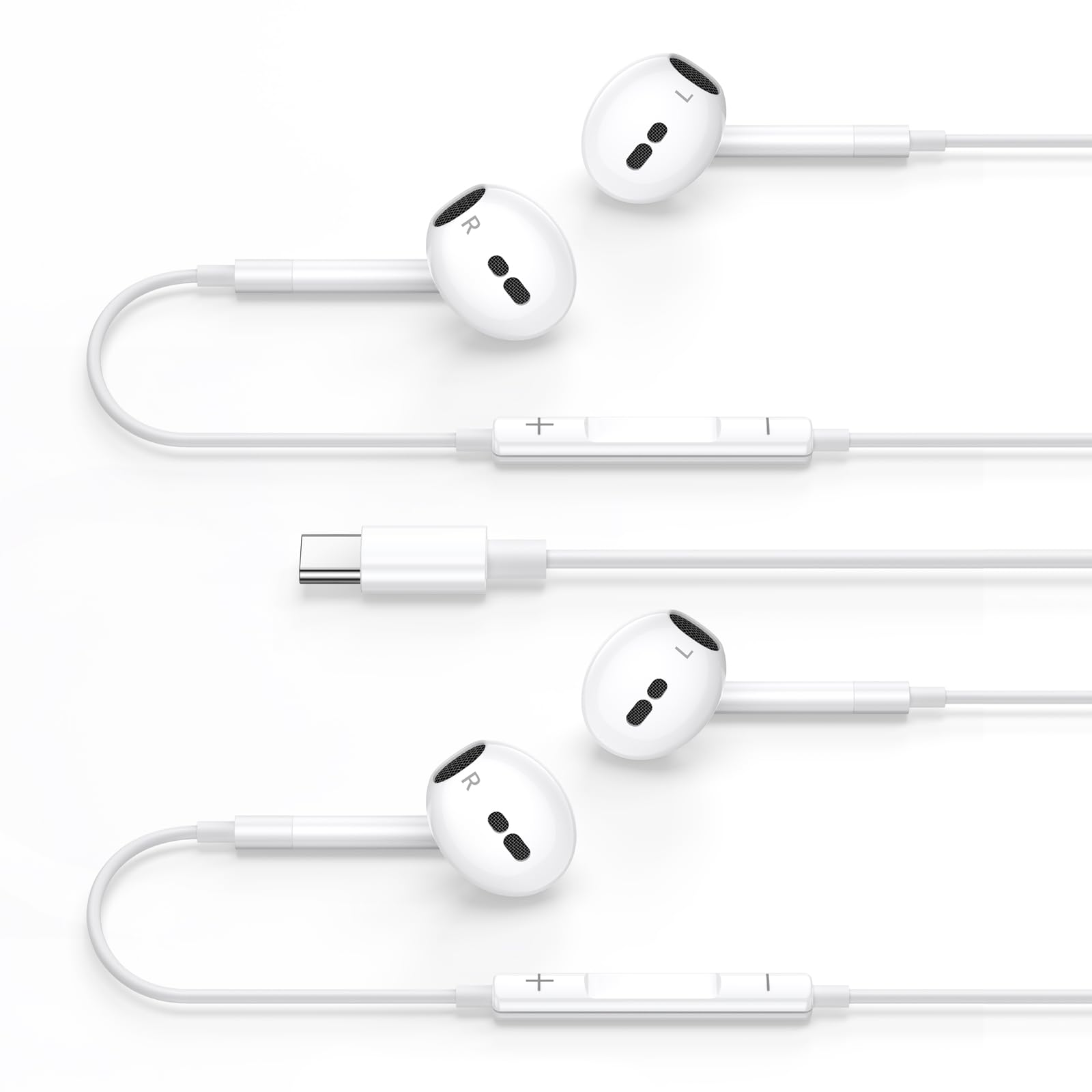 Kabelkopfhörer für iPhone 17 16 15, 2Pack USB C Kopfhörer mit Kabel für iPhone17 16 15 Plus/Pro/Max/Air, In Ear USBC Ohrhörer HiFi Stereo mit Mikrofon für iPad Pro Mini/Samsung S25 S24 Ultra/Pixel usw