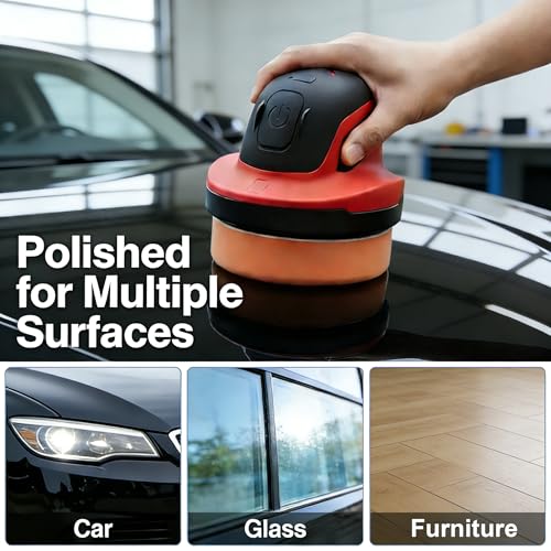 BLACKCUBE Cordless Car Polisher 230 RPM, USB Rechargeable Auto Buffer with 2000mAh Battery, Lightweight 5-Pad Detailing Kit for Scratch Removal, Waxing & Polishing &ndash; for Car, Boat & Home
