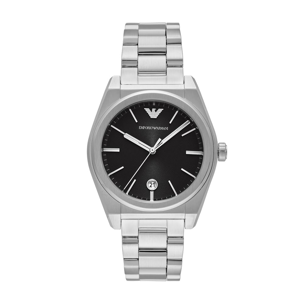 Emporio Armani Watch for Men, Quarz-Dreizeigerwerk und 41mm Gehäusegröße mit Edelstahlarmband
