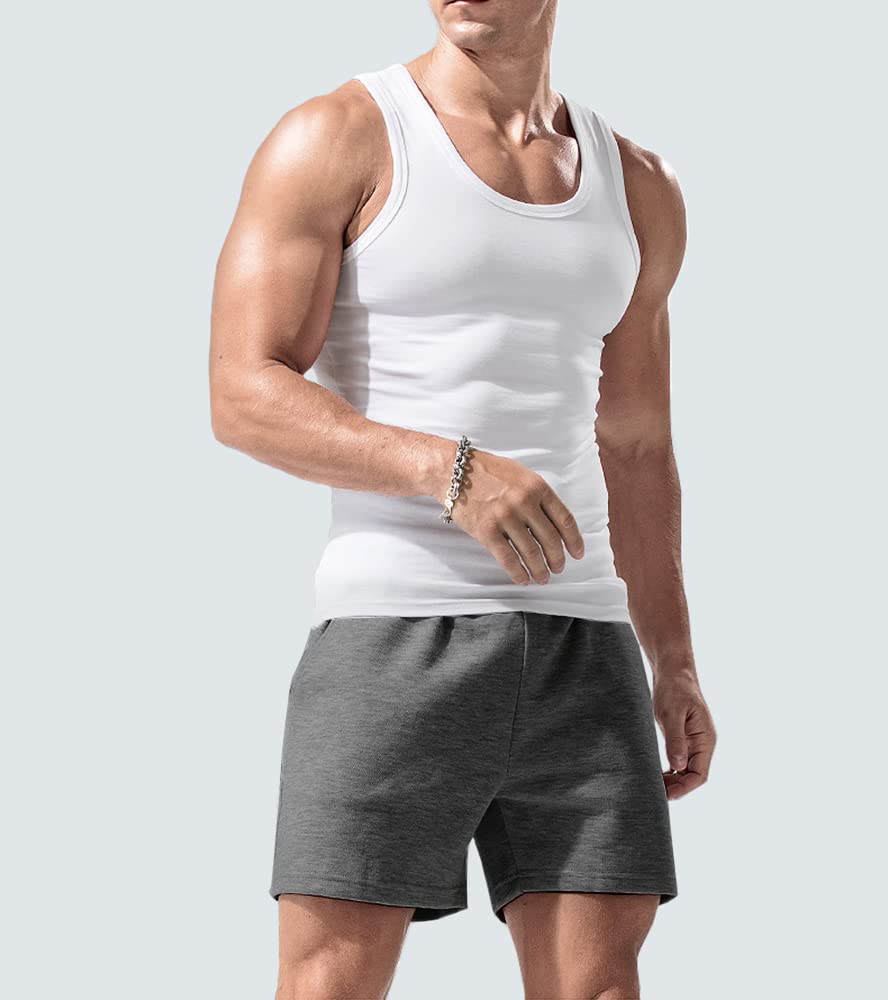 Lehmanlin Pantaloncini Uomo Sportivi Allenamento da Uomo con Tasche Shorts in Ccotone da Bodybuilding da 12,7cm Cucitura Interna