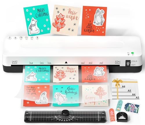 Plastificadora A3 Plastificadora a3 y a4 con Guillotina 5 en 1 Máquina Laminadora 80 125 Mic Modo Frío y Caliente Plastificadoras con Bolsas de Plastificación A3 A4 A5 A6 para Oficina Hogar Escuela