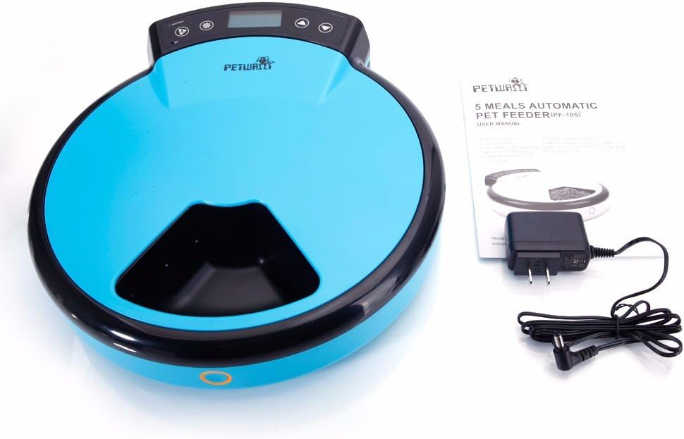 PETWANT PF-105 Automatic Pet Feeder with user manual and power adapter