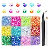 qiipii 12 Color Jelly Resin Rhinestones for Crafting 5mm Flatback Stones Gems Bright Rainbow Colorful AB SS20 Non Hotfix Diamonds Charms for Nails Face Eyes Makeup DIY Crafts Tumblers Bedazzling Mugs