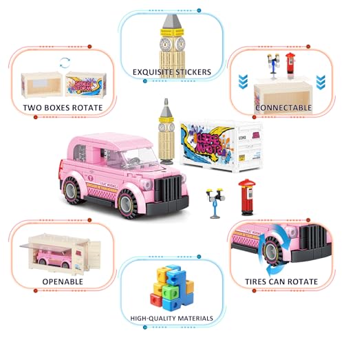 Chenxuanbro 714513 Pink Car Multi-Model Building Block Kit For Boys And Girls.Top Stem Construction Toys.Cute Building Block Sets Suitable thumb #2