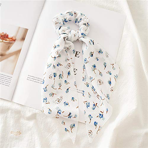 Wstążka do włosów Scrunchie szalik szyfonowa kokarda elastyczne gumki do włosów długi kucyk krawaty moda nakrycia głowy akcesoria do włosów dla kobiet-fioletowy (różowy 1 szt.)