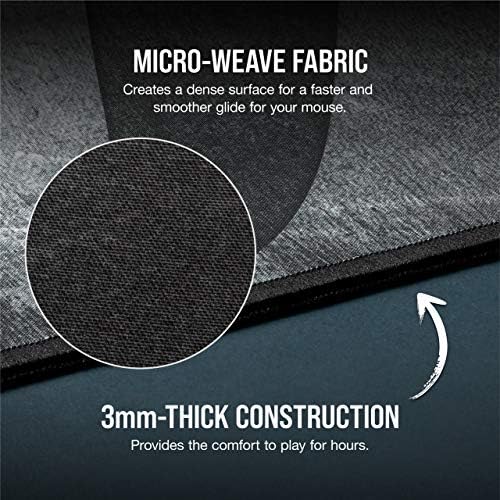Corsair MM300 PRO Premium Spill-Proof, Stain-Resistant Cloth Gaming Mouse Pad (36 x 30 cm Surface, Micro-Weave Fabric, 3 mm Thick Plush Rubber, Durable Anti-Fray Edges) Medium, Black/Grey