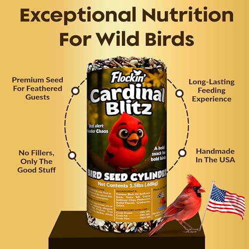 Cardinal Bird Seed Cylinders with Hole β Premium Cardinal Bird Seed Mix Curated for Cardinals & Also Loved by Blue Jays & Woodpeckers β Long Lasting, All Natural, No Fillers, USA Made (4" x 7.75") - Image 5