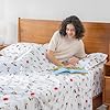 Berkshire Blanket Peanuts® Kids Sheet Set Queen Size - 4 Pieces,Cute Character Snoopy Printed Soft Microfiber Bed Sheets,Peanuts Sleeping Colorized White #5