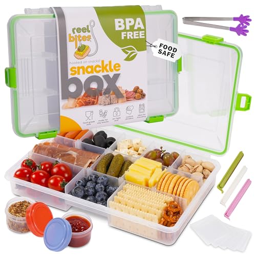 Image of Create-ables Reel Bites BPA Free Small Snackle Box Container for Travel - Snacklebox Container for Snacks - Snack Tackle Box for Snacks - Snack Tray with Lid - Waterproof, Dishwasher Safe, Adjustable