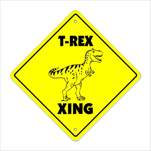 T-rex Crossing Sign Zone Xing | Indoor/Outdoor | 12' Tall Prehistoric Dinosaur t rex
