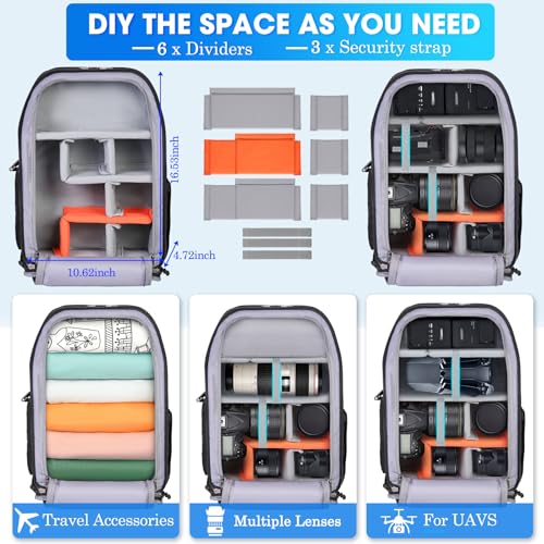 Mochila para cámara DSLR impermeable SDYSM 15.6 pulg. miniatura 2