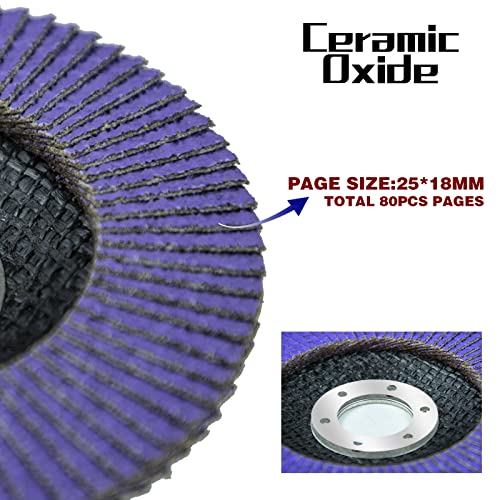Sali 20 Pack Ceramic Flap Disc 40 Grit 4.5" x 7/8 Inch Sanding Disc Bevel Type #29 Premium and Industrial Grade Angle Grinder Grinding Wheel High Performance Edge Grinding Purple by SALI - Image 4