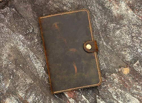 Personalized retro real leather portfolio folder cover organizer for 5 x 8 inch notepad top open writing pads NLP58C2