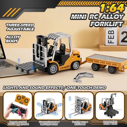 Chariot Élévateur RC Métal Mini Engin Chantier Télécommandé Application App - 3