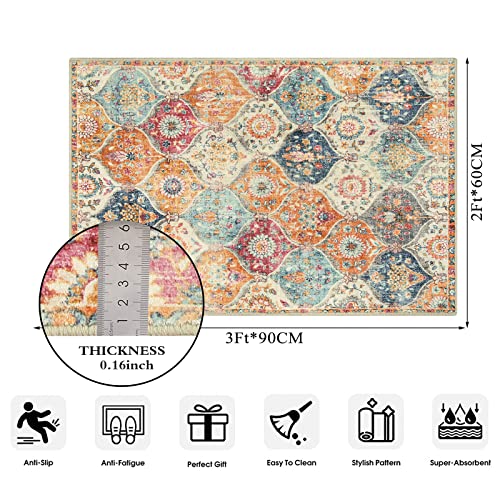 Lahome Moroccan Trellis Area Rug, 2X3 Entry Rug Non-Slip Washable Indoor Door Mat, Small Persian Oriental Accent Throw Rug For Bedroom Kitchen Entryway Bathroom (Cream, 2X3Ft) #TOP1