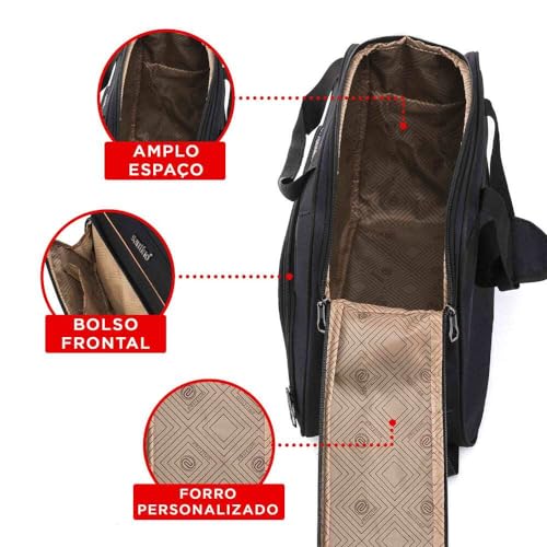 Sacola Bolsa Mala De Viagem Pequena de Bordo Minsque de Poliéster com Pés de Apoio e Alça de Ombro R