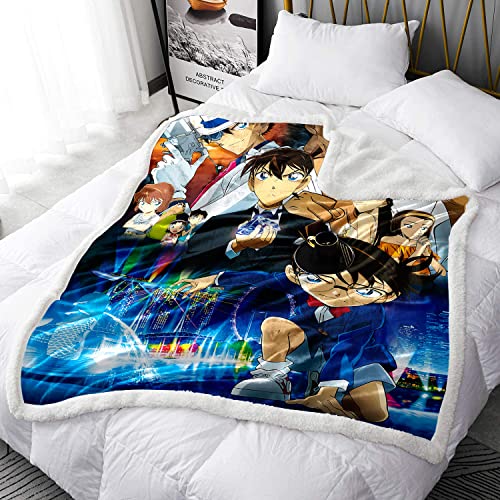 YLFC Überwurfdecke Conan Detektiv 3D-Plüsch-Bettdecke Doppeldecke,...