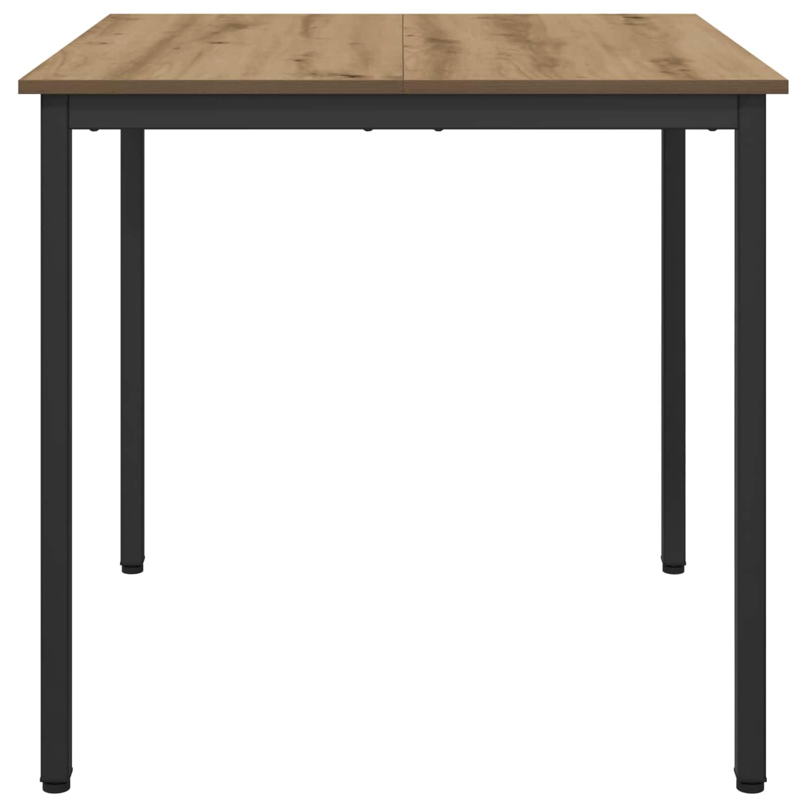 Nowoczesny stół do jadalni, 80 x 80 x 75 cm, z płytą drewnopochodną i czarną metalową ramą, trwały, idealny do jadalni, kuchni, salonu