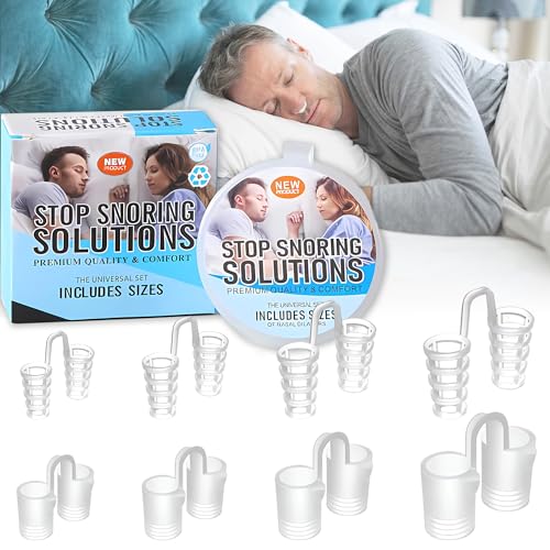 Nasal Dilators for Sleeping & Breathing, 8 Pack Snoring Nose Clip to Relieve Snore, Anti Snoring Device for Men and Woman - 2 Styles 4 Sizes Anti Snoring Nose Vents