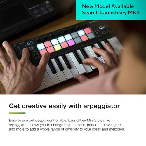 Image of Novation Launchkey Mini [MK3] - Portable 25-Key, USB, MIDI Keyboard Controller with DAW Integration, Chord Mode, and Arpeggiator - for Music Production