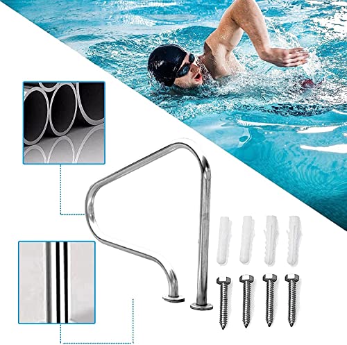 Baranda para piscina de acero inoxidable 3 curvas 80 cm miniatura 2