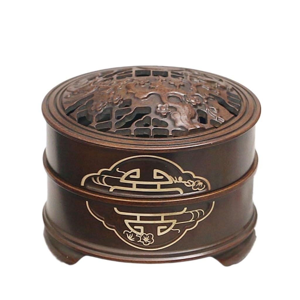incense burner, Censer holder Chinese Classical Seal Copper Burner Household Six Hours Auspicious Sinking Sandalwood