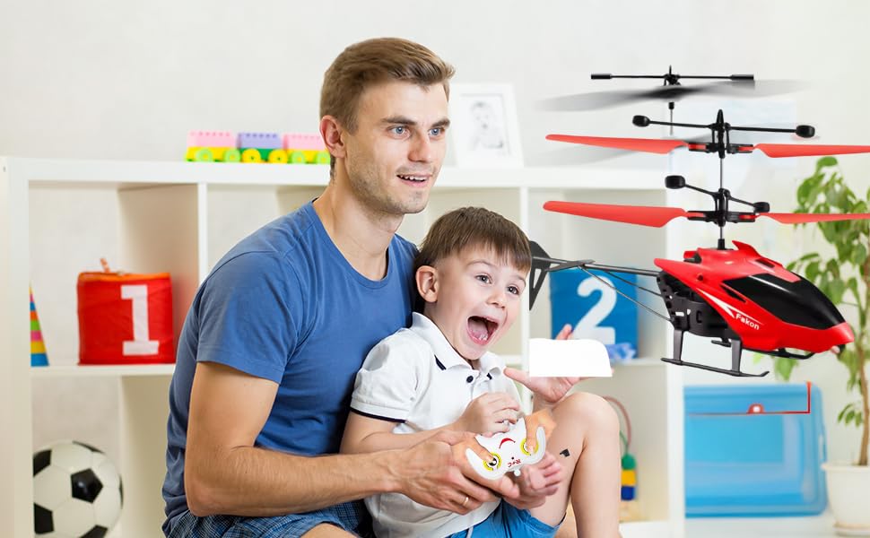 VRIKRION Toy Flying Helicopterr,Remote Control Helicopter for 6 + Years Boys Helicopter, Palm Sensing Helicopterr with 2 mini Metal Pull Back Cars (Pack of 1(red.A) 4