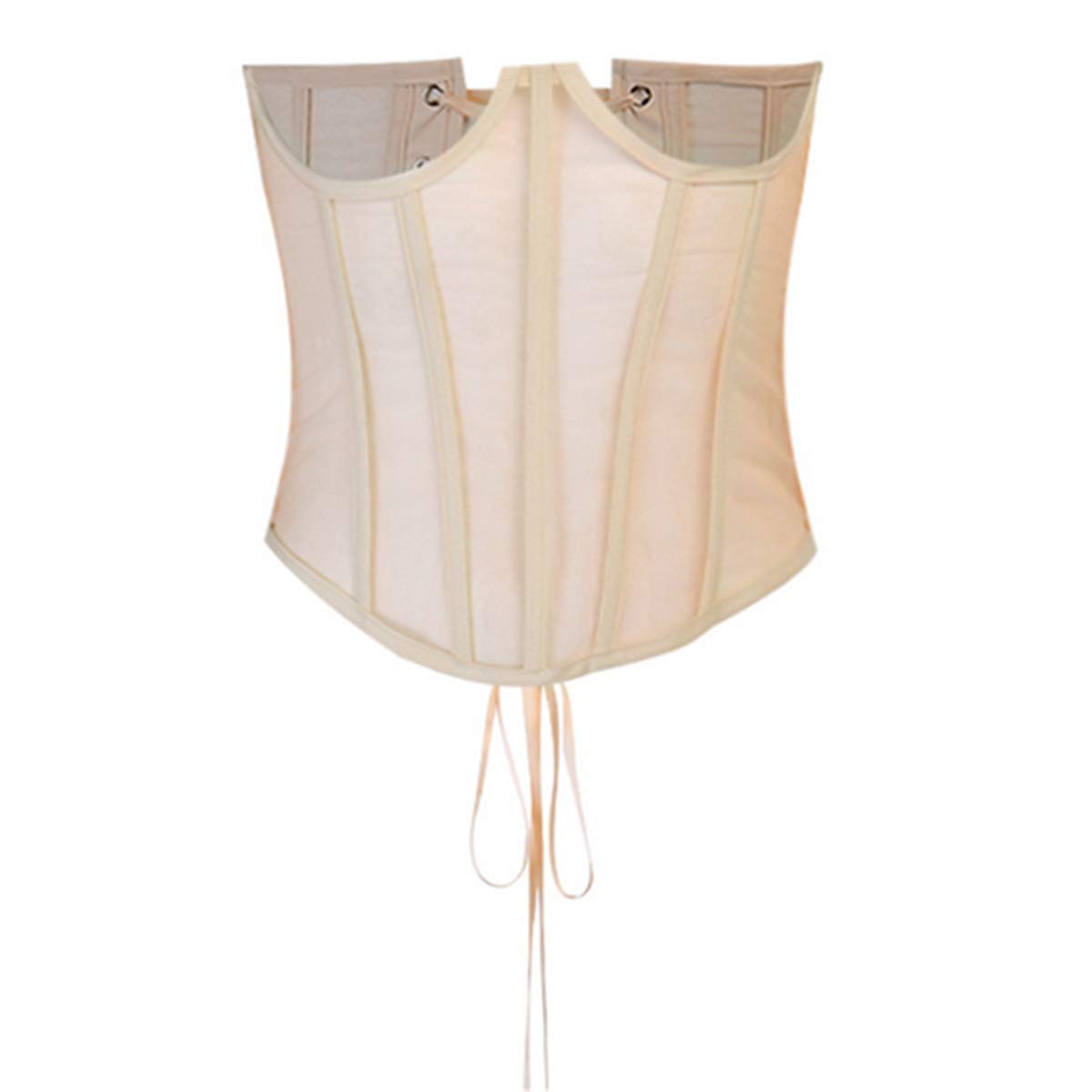 Andiwa Women's Corset Boned Bustier Overbust Top Casual Breast Wrap Lace up Body Shaper Tummy Control Cincher (Khaki, S)
