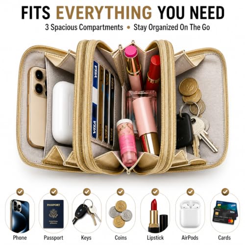 Image of Crossbody Cellphone Purse Women Touch Screen Bag RFID Blocking Wallet Handbag Shoulder Strap