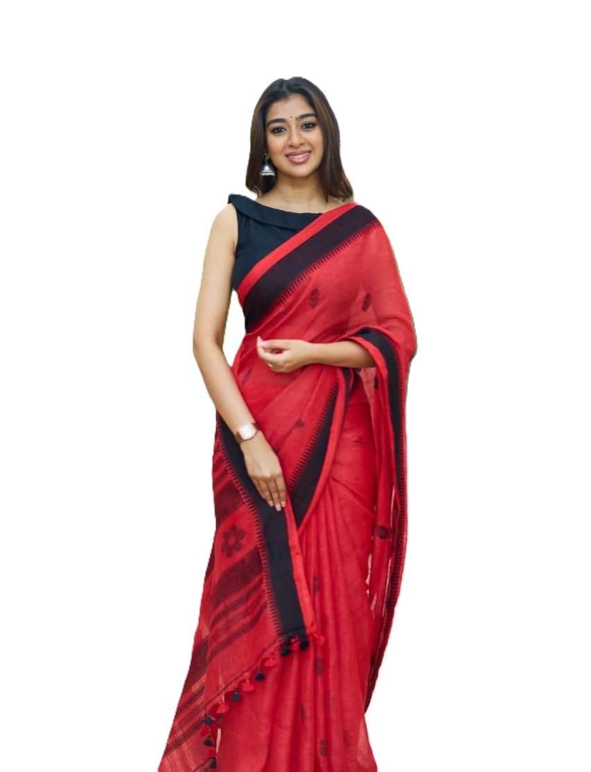 Traditional Banarasi Silk Saree for Women | Floral Pattern with Sleeveless Blouse | Elegant Bridal Wedding Saree | Latest Party Sari collections