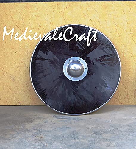 NauticalMart Viking Wooden Round Shield with Silver Steel Boss