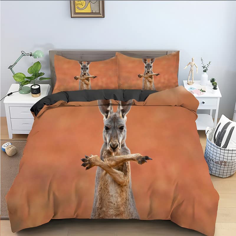 Parure de lit 220x240 adulte microfibre housse couette 240x220 marron motif forêt