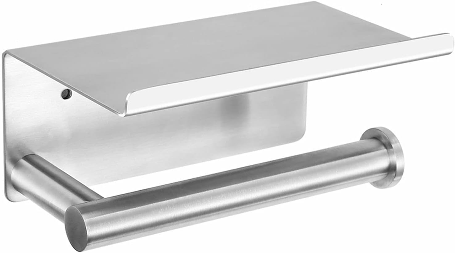 Upgrade Toilet Paper Holder with Anti-Drop Larger Phone Shelf,Self Adhesive Toilet Paper Roll Holder for Bathroom,Stainless Steel Tissue Paper Holder,Wall Mounted with Adhesive Pad or Screws,Brushed