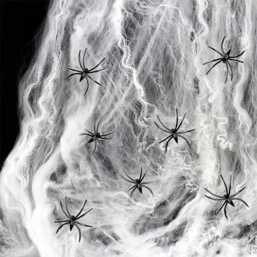 Ragnatele di Halloween Decorazioni per ragnatele di Halloween Decorazioni per ragnatele per esterni e interni Stretch Spider Web con 20 ragni finti per decorazioni per feste di Halloween