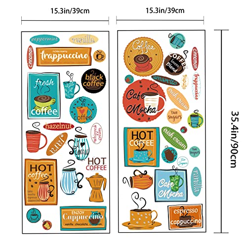 Pligreat 2 Sheets Cafe Peel And Stick Wall Decals, Coffee Bar Decals, Vinyl Coffee Wall Sticker For Coffee Shop Bakery Shop Lounge Room Kitchen Living Room Family Decor #TOP3