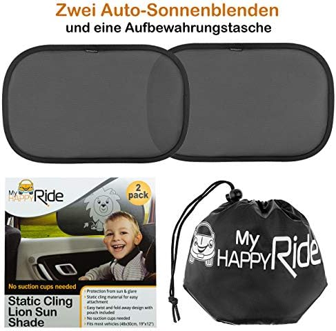 Car Sun Shades for Kids, New Improved Version (Pack of 2) - Self-Adhering Sun Shade for Protection Against Harmful UV Rays - Rear Side Window Baby Sun Cover - Universal Fit