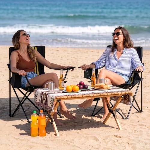 Outvita Silla de Camping Portátil con Nevera Aislada y Bolsa Negra miniatura 2