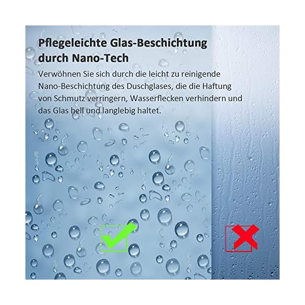 KOBEST 100x140cm Duschabtrennung Badaufsatz Badewanne Duschwand 2-teilig klappbar 6mm Duschwand Badewanne mit beidseitiger Nano-Beschichtung Glas – Bild 7