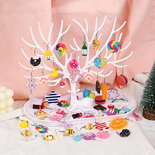 Stainless Steel" 30 Pairs Weird Fun Cute Earrings For Women Kawaii Earrings Including Flamingo Rainbow Duck Gummy Bear Water Bottle Pizza Fries Mushroom Conch Drop Dangle Earring Set For Girls #TOP4
