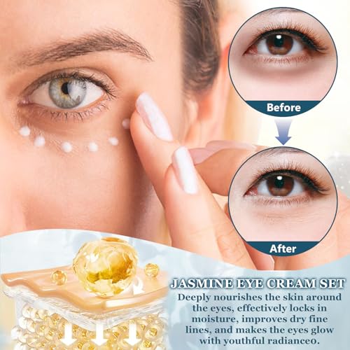2 Stück Jasminsalbe Plus + Jasmin Salbe Augen, Jasminsalbe Augenringe Schlupflider, Aktiv-Jasminsalbe, Jasmin Creme Augenringe Gegen TräNensäcke, Augen- und Gesichtspflege für Damen und Herren