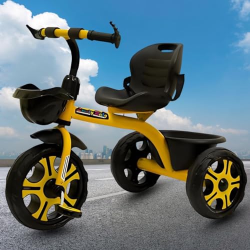 Image of Maanit Kids Tricycle with Rear & Front Basket | Comfortable Cushioned Seat with Safety Belt | Baby Trike for Boys & Girls Ages 2 to 4 Years | Sturdy & Safe Tricycle